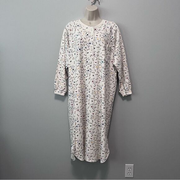 Baxter & Wells Vintage Dog/Bone Print Long Nightgown Size M - Picture 1 of 7